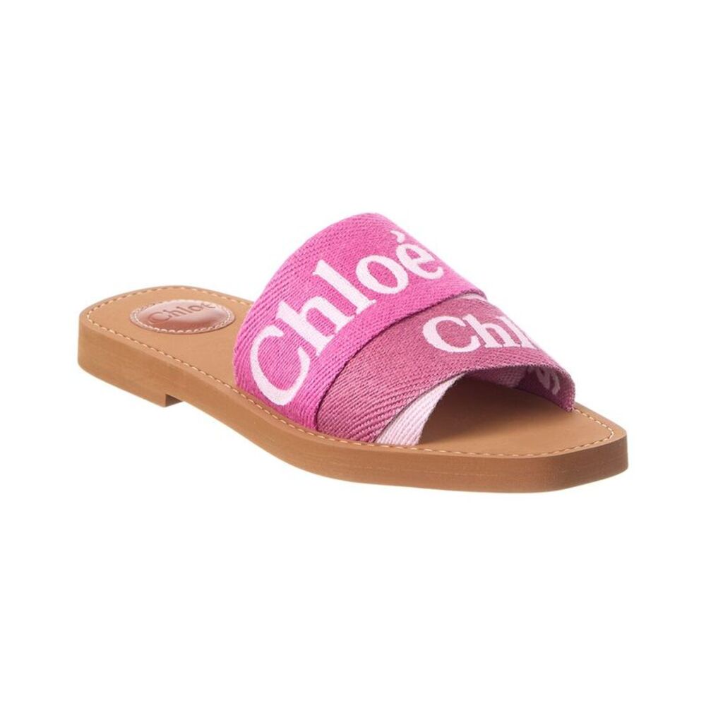 Chloé Woody Logo Canvas Sandal, Pink